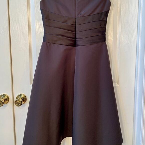 BLACK SATIN TEA LENGTH DAVID’s BRIDAL F127722 S-6 - Picture 7 of 7